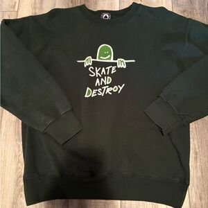Skate and Destroy Graphic Crewneck Sweater - Green